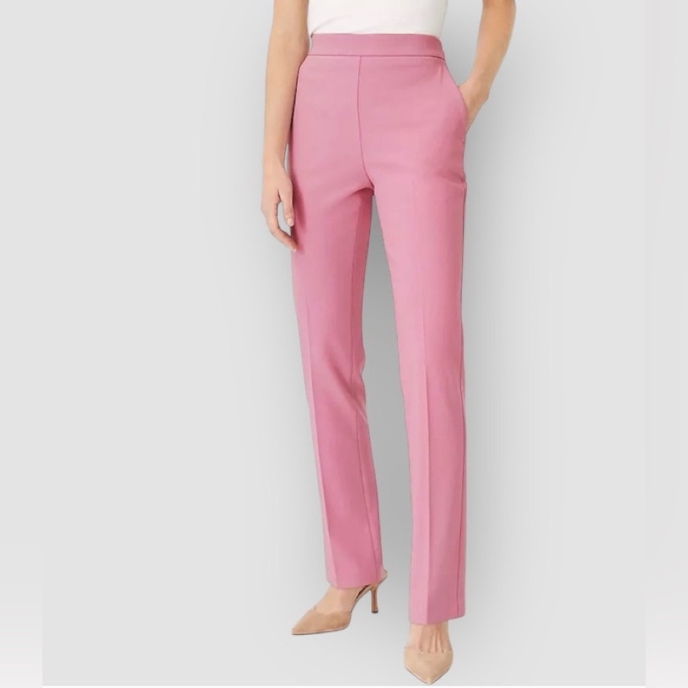 NWT Ann Taylor Size 4 Side Zip Straight Pant Bi-Stretch Mauve‎ Orchid